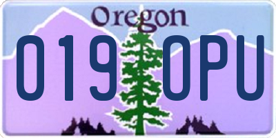 OR license plate 019OPU