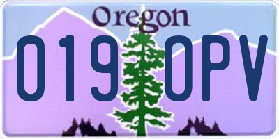 OR license plate 019OPV