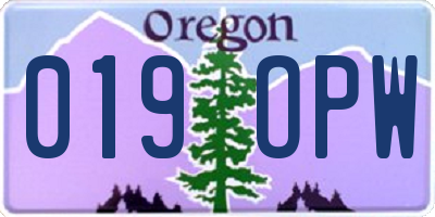 OR license plate 019OPW