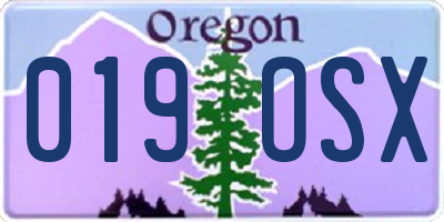 OR license plate 019OSX
