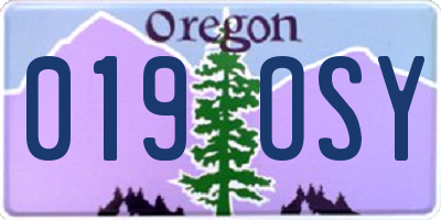 OR license plate 019OSY