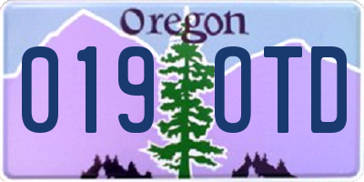 OR license plate 019OTD