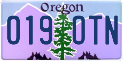 OR license plate 019OTN