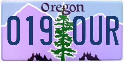 OR license plate 019OUR