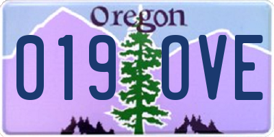 OR license plate 019OVE