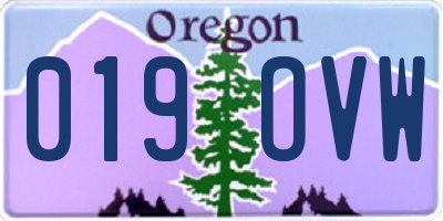 OR license plate 019OVW