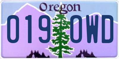 OR license plate 019OWD