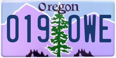 OR license plate 019OWE