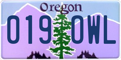 OR license plate 019OWL
