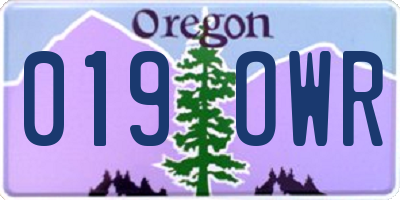 OR license plate 019OWR