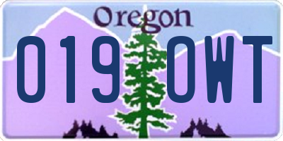 OR license plate 019OWT
