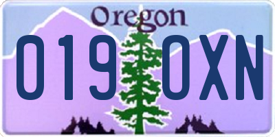 OR license plate 019OXN