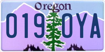 OR license plate 019OYA