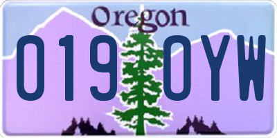 OR license plate 019OYW