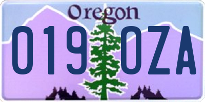 OR license plate 019OZA