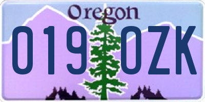 OR license plate 019OZK