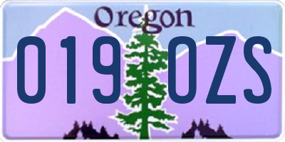 OR license plate 019OZS