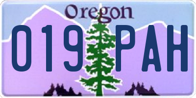 OR license plate 019PAH