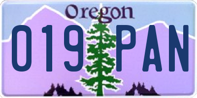 OR license plate 019PAN