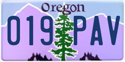 OR license plate 019PAV