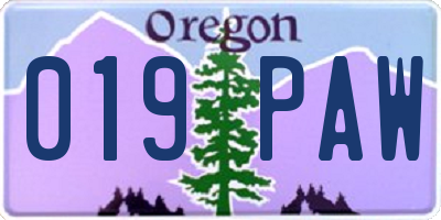 OR license plate 019PAW