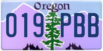 OR license plate 019PBB