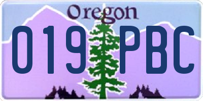 OR license plate 019PBC
