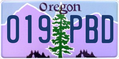 OR license plate 019PBD