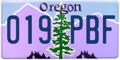 OR license plate 019PBF