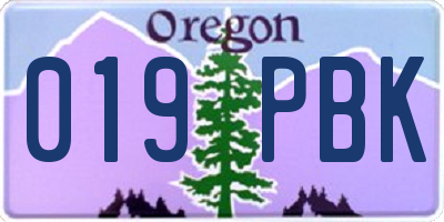 OR license plate 019PBK