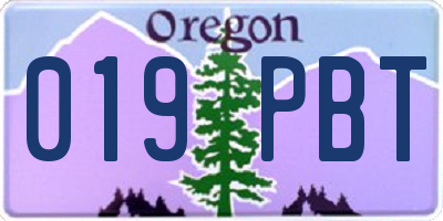 OR license plate 019PBT