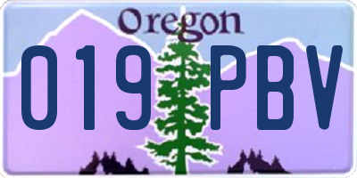 OR license plate 019PBV