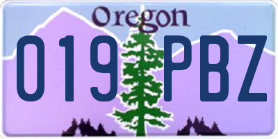 OR license plate 019PBZ