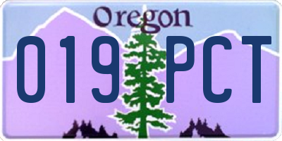 OR license plate 019PCT