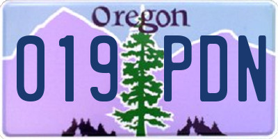 OR license plate 019PDN