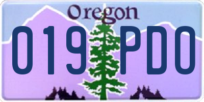 OR license plate 019PDO