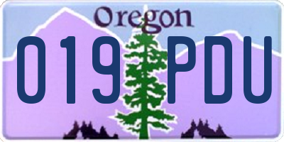 OR license plate 019PDU