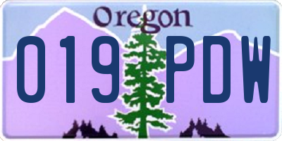 OR license plate 019PDW