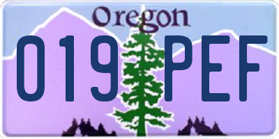 OR license plate 019PEF
