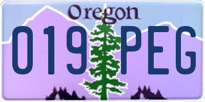 OR license plate 019PEG