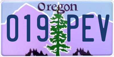 OR license plate 019PEV