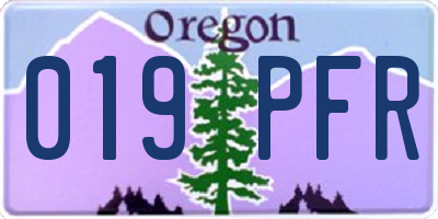 OR license plate 019PFR