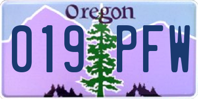 OR license plate 019PFW