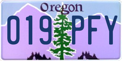 OR license plate 019PFY