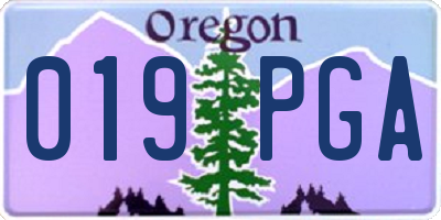 OR license plate 019PGA