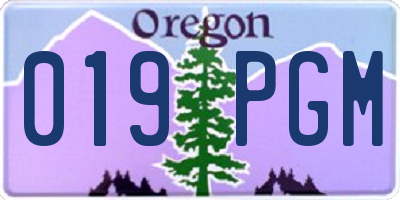 OR license plate 019PGM