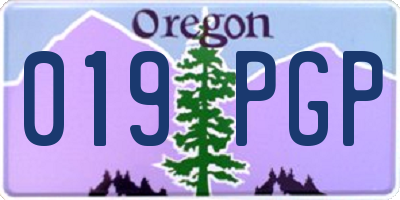 OR license plate 019PGP