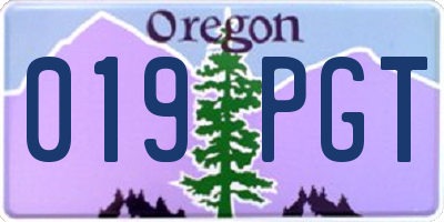OR license plate 019PGT