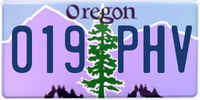 OR license plate 019PHV