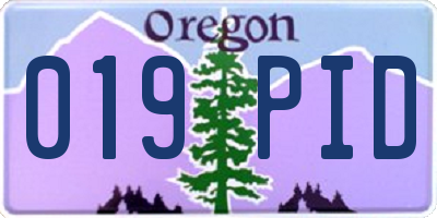 OR license plate 019PID